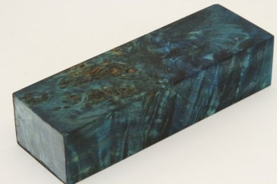 Bloc pour la coutellerie, Loupe de Peuplier stabilisée bleu, ref:BLpPEs71420b