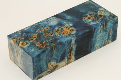 Bloc pour la coutellerie, Loupe de Peuplier stabilisée bleu, ref:BLpPEs71421b