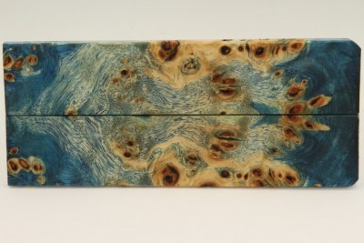 Plaquettes pour la coutellerie, Loupe de Peuplier stabilisée bleue, ref:PLpPEs71423b