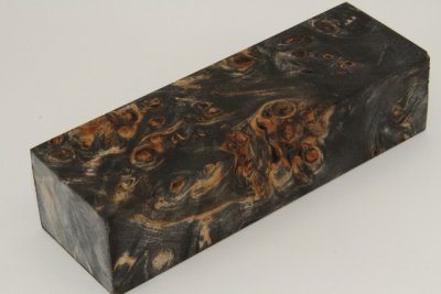 Bloc pour la coutellerie, Loupe de Peuplier stabilisée noire, ref:BLpPEs71687nr