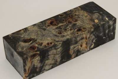 Bloc pour la coutellerie, Loupe de Peuplier stabilisée noire, ref:BLpPEs71688nr