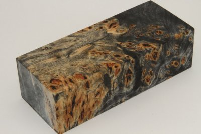 Bloc pour la coutellerie, Loupe de Peuplier stabilisée noire, ref:BLpPEs71690nr