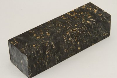 Bloc pour la coutellerie, Loupe d'Erable Négundo stabilisé noir, ref:BLpErs71902nr