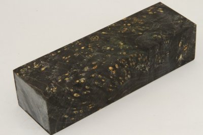 Bloc pour la coutellerie, Loupe d'Erable Négundo stabilisé noir, ref:BLpErs71904nr