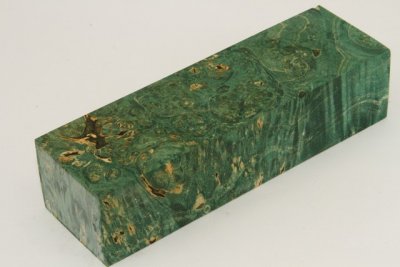 Bloc pour la coutellerie, Loupe d'Erable Négundo stabilisé vert, ref:BLpErs71909ve