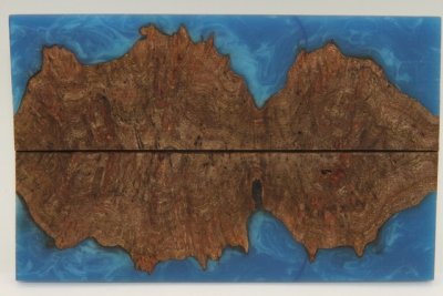 Plaquettes pour la coutellerie, loupe de Chechen + résine bleue, ref:PRLpChCh71941