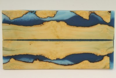 Plaquettes pour la coutellerie, loupe de Buis + résine bleue, ref:PRLpBU71996