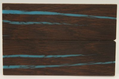 Plaquettes pour la coutellerie, Chêne des marais (Morta) + résine bleue, ref:PRCM71998