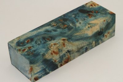 Bloc pour la coutellerie, Loupe de Peuplier stabilisée bleu, ref:BLpPEs72022b