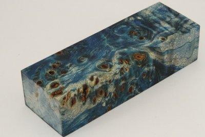 Bloc pour la coutellerie, Loupe de Peuplier stabilisée bleu, ref:BLpPEs72023b