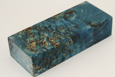 Bloc pour la coutellerie, Loupe de Peuplier stabilisée bleu, ref:BLpPEs72025b