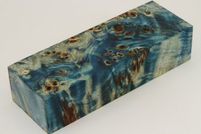 Bloc pour la coutellerie, Loupe de Peuplier stabilisée bleu, ref:BLpPEs72024b