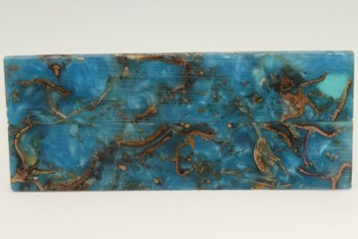 Plaquettes pour la coutellerie, Méli-Mélo + résine bleue nacrée, ref:PRMM72092