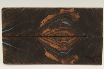 Plaquettes pour la coutellerie, Noyer + résine bleue, ref:PRN72205