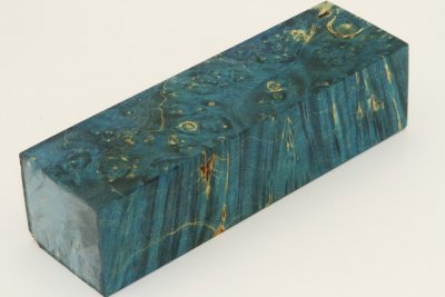 Bloc pour la coutellerie, Loupe d'Erable Négundo stabilisé bleu, ref:BLpErs72278b