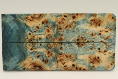 Plaquettes pour la coutellerie, Loupe de Peuplier stabilis&eacute;e bleue, ref:PLpPEs72594b