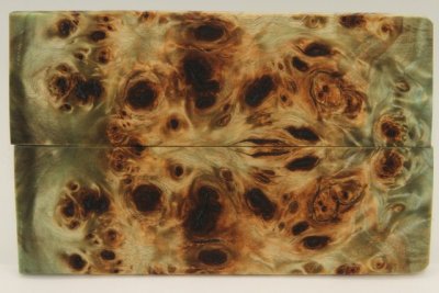 Plaquettes pour la coutellerie, Loupe de Peuplier stabilis&eacute;e vert, ref:PLpPEs72605ve