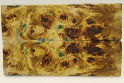 Plaquettes pour la coutellerie, Loupe de Peuplier stabilis&eacute;e multicolore, ref:PLpPEs72608mu