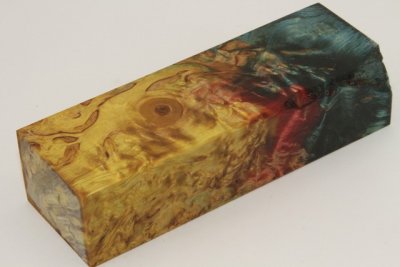 Bloc pour la coutellerie, Bouleau de Car&eacute;lie stabilis&eacute; multicolore, ref:BBMs72738mu