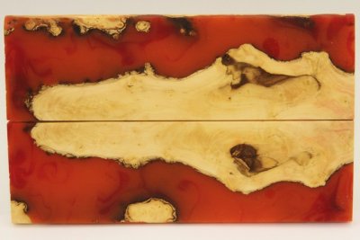 Plaquettes pour la coutellerie, loupe de Buis + r&eacute;sine rouge, ref:PRLpBU72767