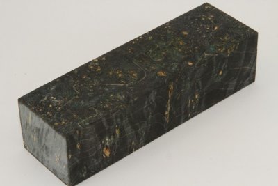 Bloc pour la coutellerie, Loupe d'Erable N&eacute;gundo stabilis&eacute; noir/vert, ref:BLpErs72925nr