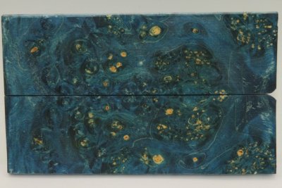 Plaquettes pour la coutellerie, Loupe d'Erable N&eacute;gundo stabilis&eacute; bleu, ref:PLpErs72964b