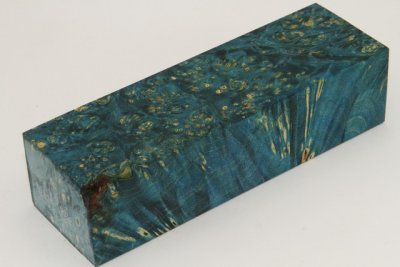 Bloc pour la coutellerie, Loupe d'Erable N&eacute;gundo stabilis&eacute; bleu, ref:BLpErs73012b