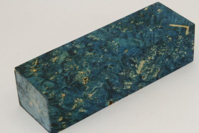 Bloc pour la coutellerie, Loupe d'Erable N&eacute;gundo stabilis&eacute; bleu, ref:BLpErs73013b