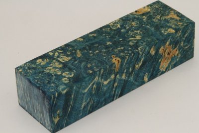 Bloc pour la coutellerie, Loupe d'Erable N&eacute;gundo stabilis&eacute; bleu, ref:BLpErs73011b