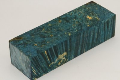 Bloc pour la coutellerie, Loupe d'Erable N&eacute;gundo stabilis&eacute; bleu, ref:BLpErs73014b