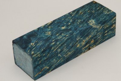 Bloc pour la coutellerie, Loupe d'Erable N&eacute;gundo stabilis&eacute; bleu, ref:BLpErs73009b