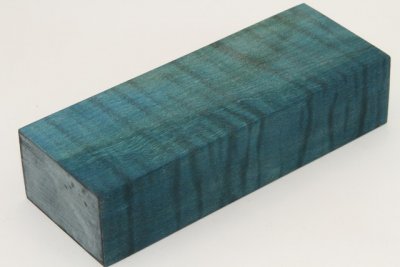 Bloc pour la coutellerie, Erable sycomore ond&eacute; stabilis&eacute; bleu, ref:BESOs73067b