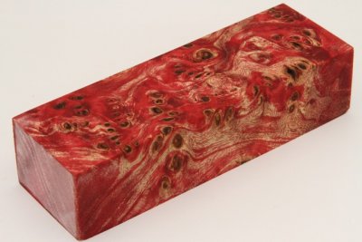 Bloc pour la coutellerie, Loupe de Peuplier stabilis&eacute; rouge, ref:BLpPEs73177r