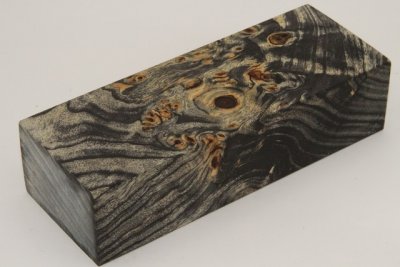 Bloc pour la coutellerie, Loupe de Peuplier stabilis&eacute;e noire, ref:BLpPEs73356nr