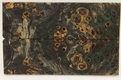 Plaquettes pour la coutellerie, Loupe de Peuplier stabilis&eacute;e noire/vert, ref:PLpPEs73333nr