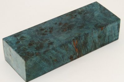 Bloc pour la coutellerie, Loupe de Peuplier stabilis&eacute;e bleu, ref:BLpPEs73438b