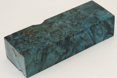 Bloc pour la coutellerie, Loupe de Peuplier stabilis&eacute;e bleu, ref:BLpPEs73439b