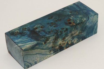 Bloc pour la coutellerie, Loupe de Peuplier stabilis&eacute;e bleu, ref:BLpPEs73440b