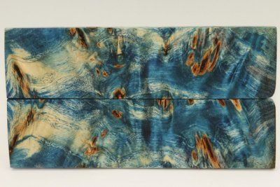 Plaquettes pour la coutellerie, Loupe de Peuplier stabilis&eacute;e bleue, ref:PLpPEs73442b