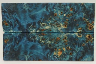 Plaquettes pour la coutellerie, Loupe de Peuplier stabilis&eacute;e bleue, ref:PLpPEs73446b