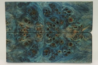 Plaquettes pour la coutellerie, Loupe de Peuplier stabilis&eacute;e bleue, ref:PLpPEs73449b