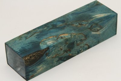Bloc pour la coutellerie, Bouleau de Car&eacute;lie stabilis&eacute; bleu, ref:BBMs73818b