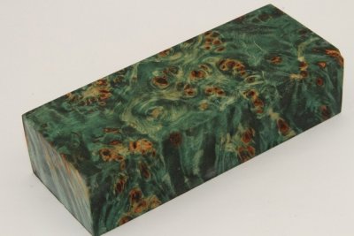 Bloc pour la coutellerie, Loupe de Peuplier stabilis&eacute; vert, ref:BLpPEs73834ve