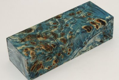 Bloc pour la coutellerie, Loupe de Peuplier stabilis&eacute;e bleu, ref:BLpPEs73839b