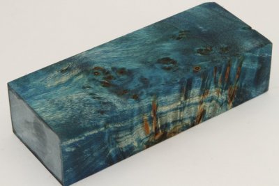 Bloc pour la coutellerie, Loupe de Peuplier stabilis&eacute;e bleu, ref:BLpPEs73841b