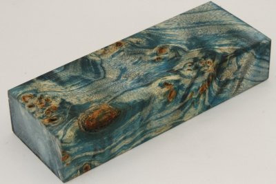 Bloc pour la coutellerie, Loupe de Peuplier stabilis&eacute;e bleu, ref:BLpPEs73840b