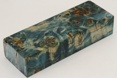 Bloc pour la coutellerie, Loupe de Peuplier stabilis&eacute;e bleu, ref:BLpPEs73838b