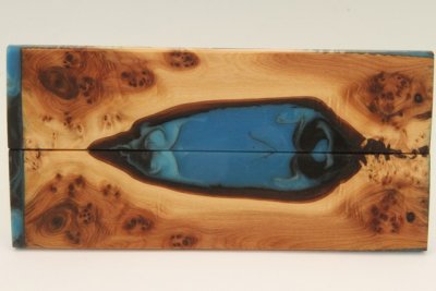 Plaquettes pour la coutellerie, loupe de Cade + r&eacute;sine bleue, ref:PRLpCad73847