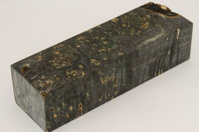 Bloc pour la coutellerie, Loupe d'Erable N&eacute;gundo stabilis&eacute; noir/vert, ref:BLpErs73862nr