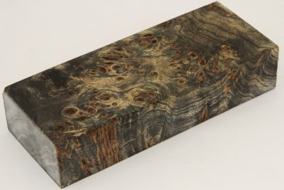 Bloc pour la coutellerie, Loupe de Peuplier stabilis&eacute;e noire, ref:BLpPEs73875nr